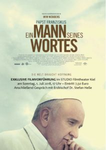 Plakat Papstfilm von Wim Wenders - Vorführung in Kiel am 01.07.2018